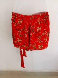 Red Floral Wrap short