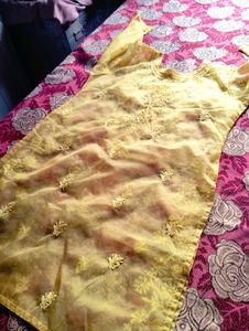 Elegant Yellow Embroidered Kurti Set