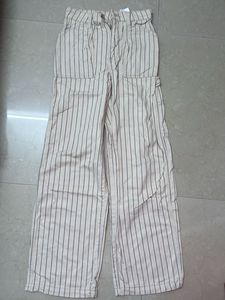 Striped Wide-Leg Cargo Pants