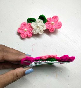 Handmade Crochet Flower Hair Clips