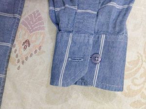 Men's Blue Striped Cotton Shirt