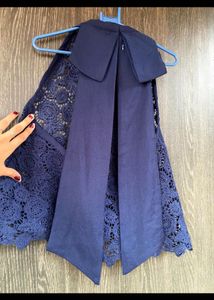 Elegant Navy Lace Blouse