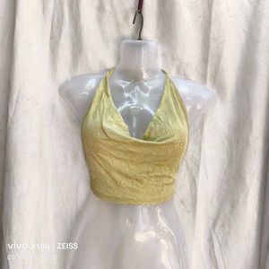 Lime Green Halter Neck Crop Top