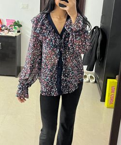 Floral Button Up Flowy Blouse Shirt