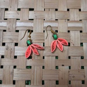 Handmade Quilling Earrings - Coral Petals