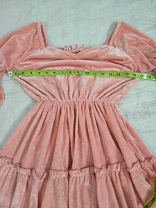 Pink Velvet Tiered Dress bust 34~36