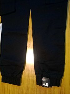 Black Cargo Jogger Pants with Belt