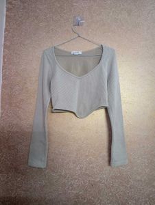 Trendy Ribbed Long Sleeve Top