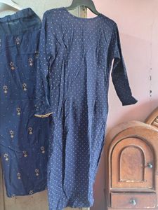 Navy Blue Printed Kurta plazzo Set