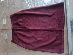 Maroon A-Line Midi Skirt