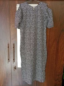 Patterned Cold Shoulder Kurti 🔥