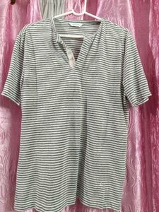 Striped Henley Neck T-Shirt