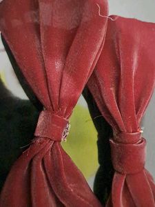 Burgundy Satin Bow Hair clip