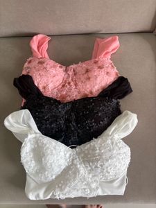 White Textured Bustier Top