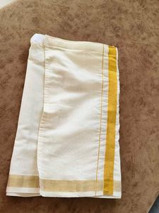Elegant Cream Saree with Gold Border