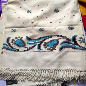 Embroidered Cream warm shawl from Kulu