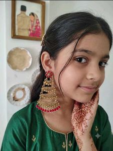 Exquisite Gold & Red Stone Earrings