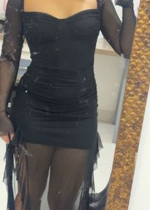Chic Black Mesh Sheer Dress