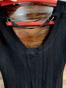 NEW Black Knit V-Neck Top with Ring Detail