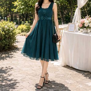 Elegant Teal Chiffon Party Dress
