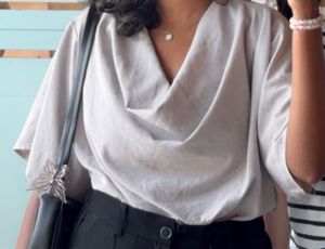 Light blueish grey Wrap Neck Top