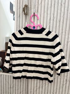 Striped Cropped Knitted Top