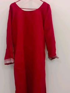Beautiful Red Embroidered Kurta