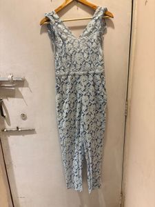Elegant Blue Lace Jumpsuit