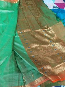 Pure Silk Parrot Green Saree