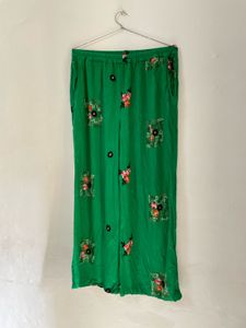 Vibrant Green Embroidered Palazzos