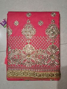 Elegant Pink Embroidered Dress Material
