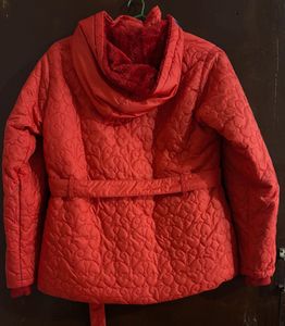 Red Quilted Hooded Jacket