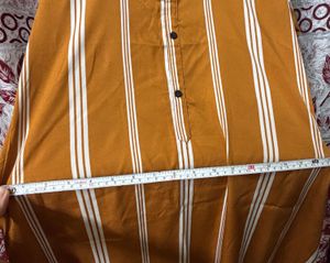 Women Striped Mandarin Collar High-Low Kurta