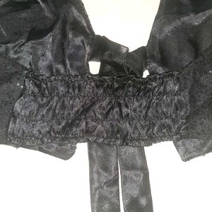 🖤 Handcrafted Black Sequin Halter Tie-Front Top
