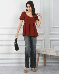 Chic Puff Sleeve Peplum Top