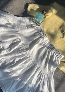 White Ruffle Tiered Mini Skirt
