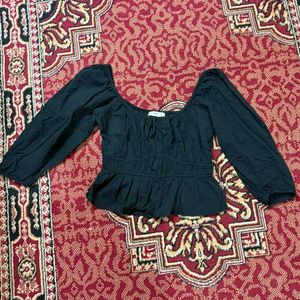 Mango Black Peplum Top