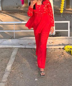 Elegant Red Kurta Set with Palazzo