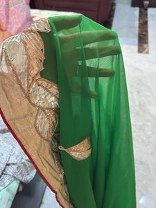 Green Saree with Gold Border