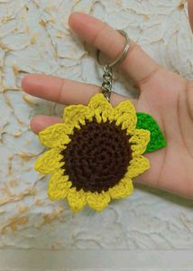 Handmade Crochet Sunflower Keychain
