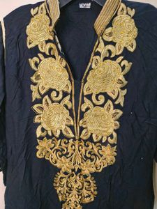 Elegant Black &amp; Gold Embroidered Kurti 🖤