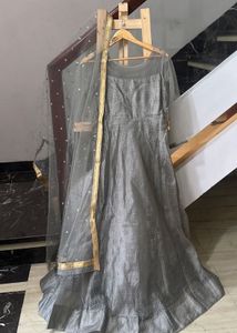 Elegant Grey Embellished Lehenga Choli