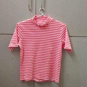 Striped Turtleneck Tee - Stylish & Comfy