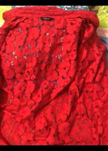 Splash Red Lace Button-Down Tunic