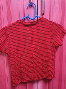 Striped Red Crop Top