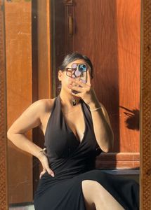 halter neck black gown