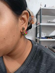Boho Beaded Jhumka Earrings