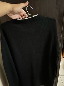 Men's Black Ribbed Knit Sweater