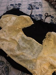 💛 Sunny Eyelet Tie-Front Crop Top 💛