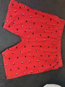 Red Heart Print Shorts
